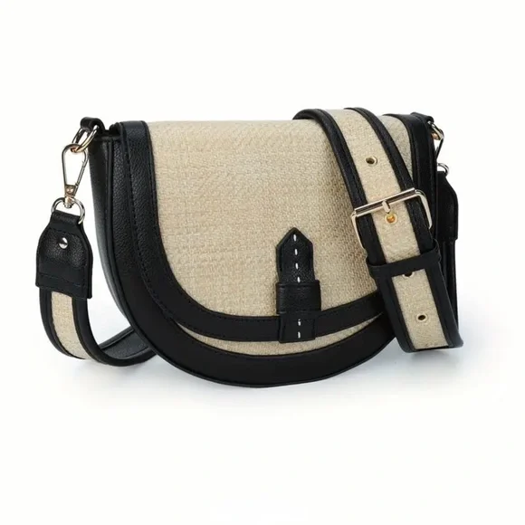 Elegant Black and Cream Women's Crossbody Bag - Picture 1 of 5